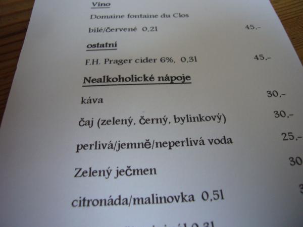 Nabídka kávových nápojů